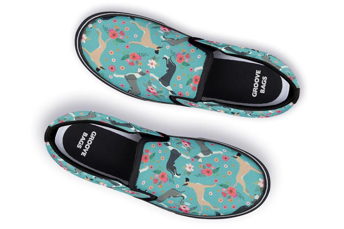 Great Dane Flower Slip-On Shoes