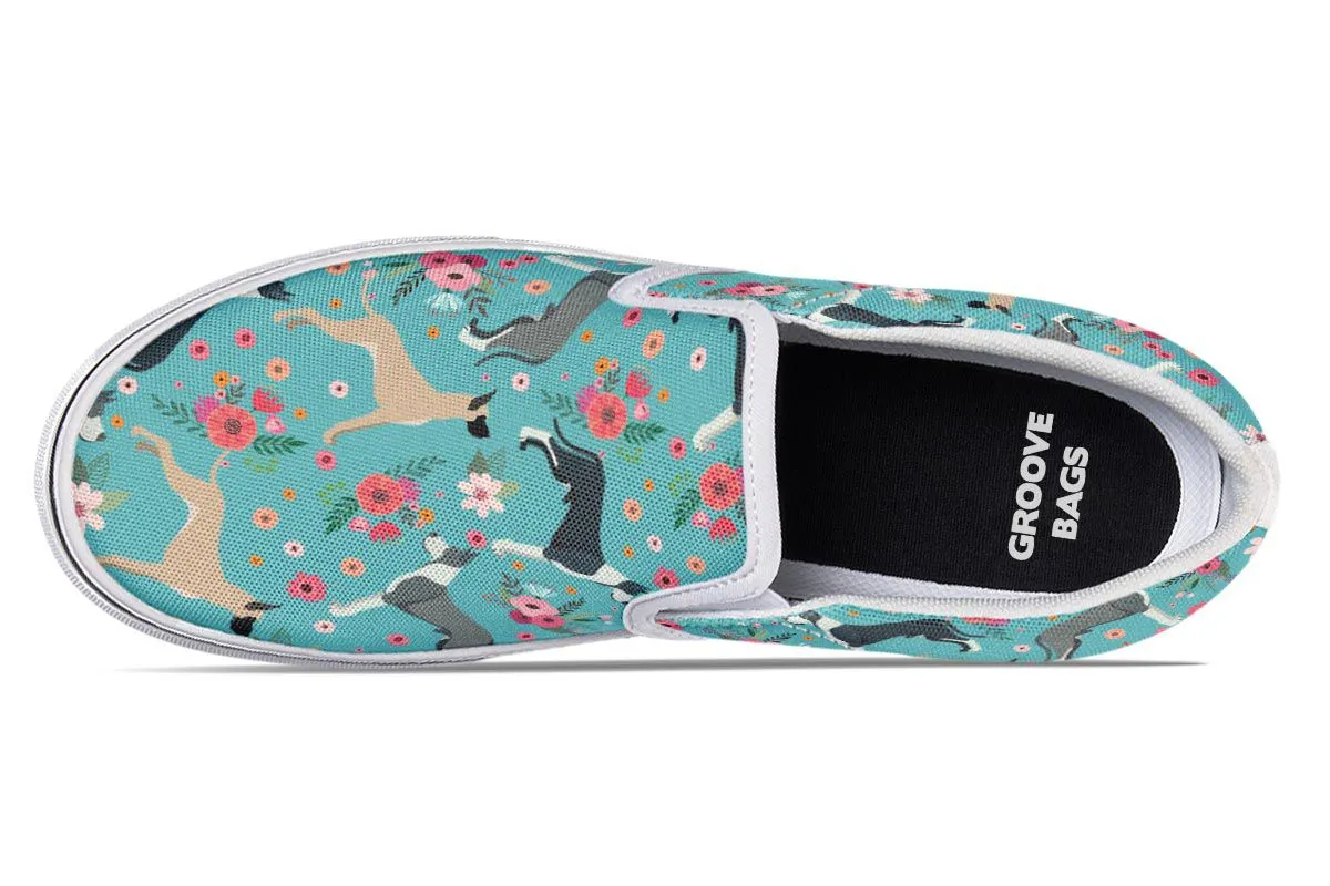 Great Dane Flower Slip-On Shoes