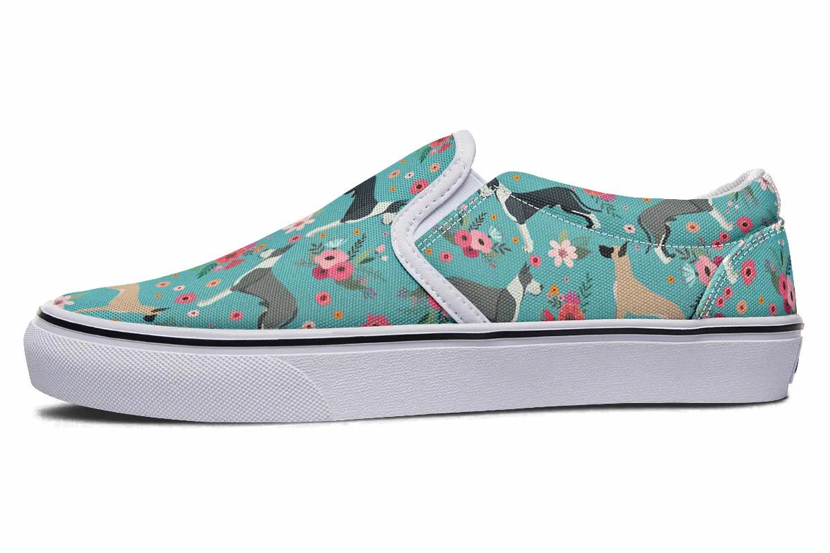 Great Dane Flower Slip-On Shoes