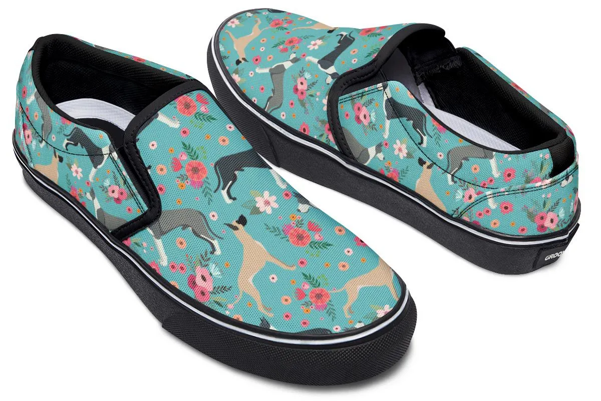 Great Dane Flower Slip-On Shoes