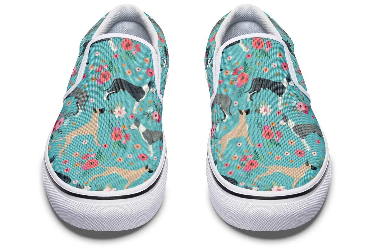 Great Dane Flower Slip-On Shoes