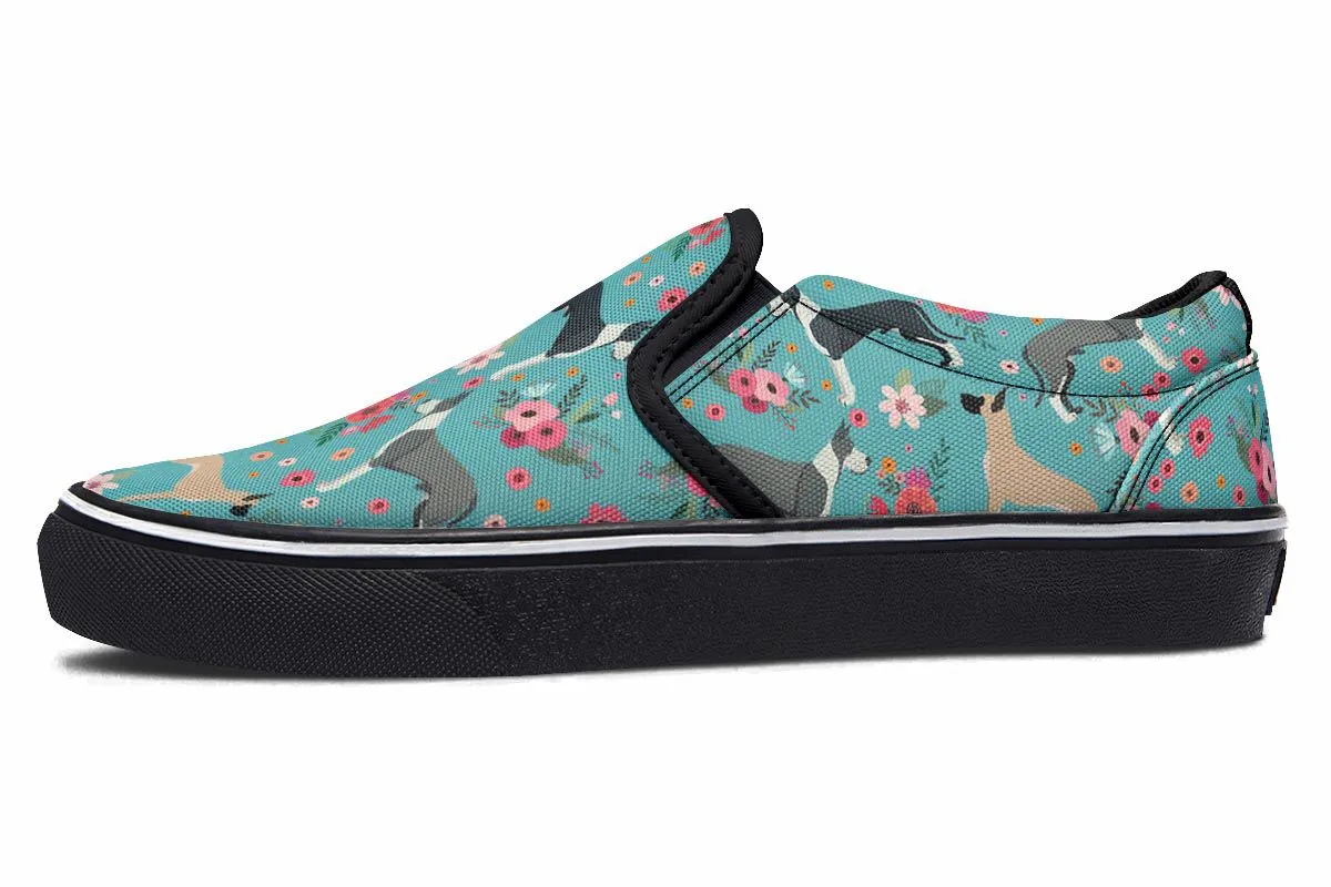 Great Dane Flower Slip-On Shoes