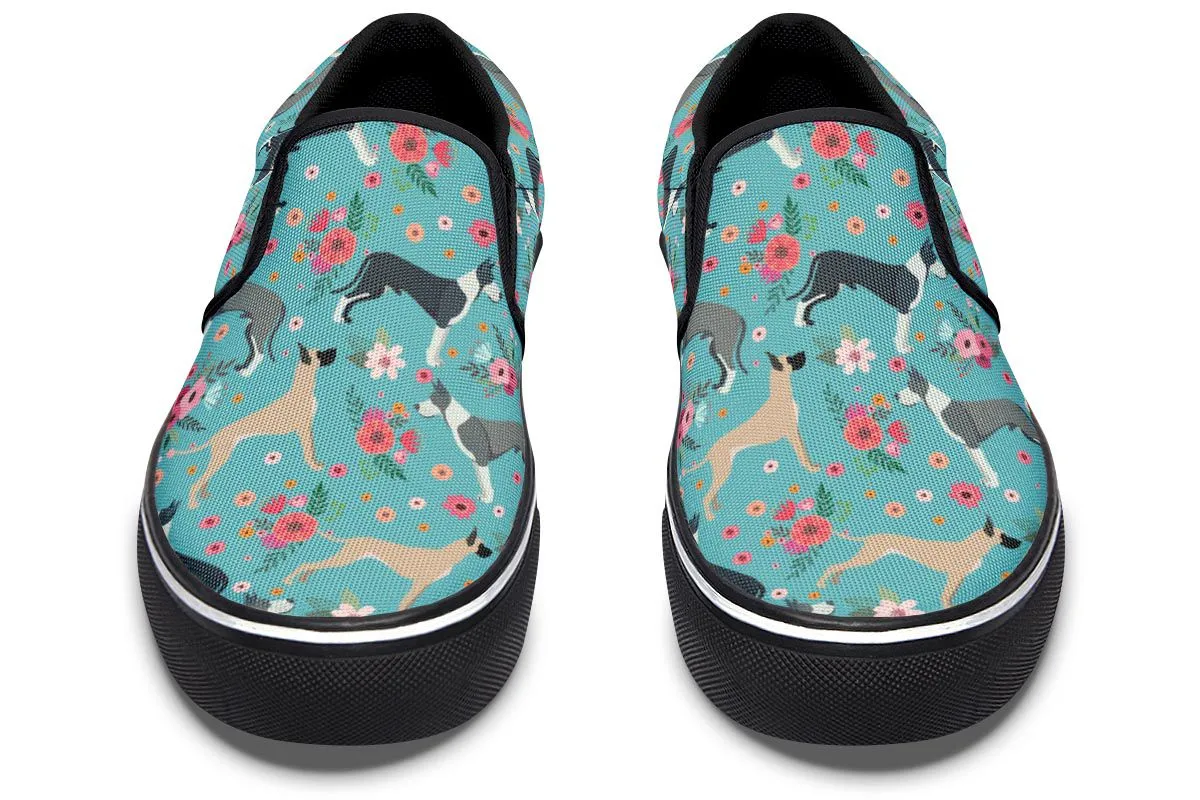 Great Dane Flower Slip-On Shoes