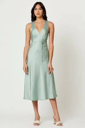 Green Satin Slip Dress