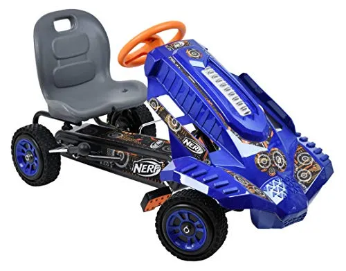 Hauck: Nerf Striker, Go Kart, Ride on, Colors Blue and Orange, Easy to Use Handbrake for Optimal Control, Adjustable Bucket Seat, For Ages 4 and up