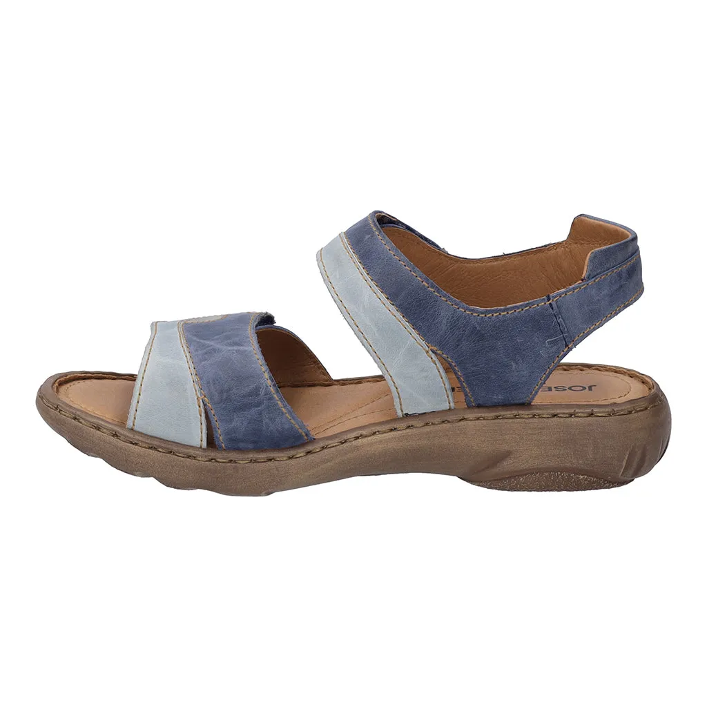 Josef Seibel Debra Ladies Blue Kombi Leather Rip Tape Sandals