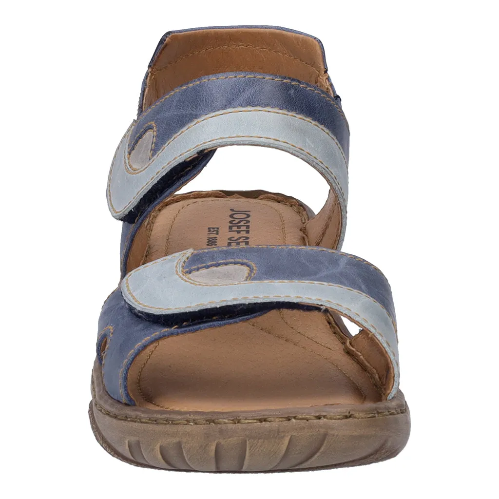 Josef Seibel Debra Ladies Blue Kombi Leather Rip Tape Sandals