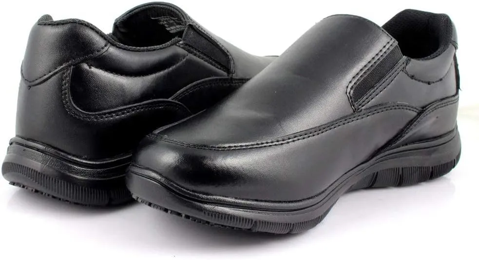 Laforst Jet Mens Man Made Water and Stain Resistant Work Slip Resistant Double Gore Slip On Flats Black