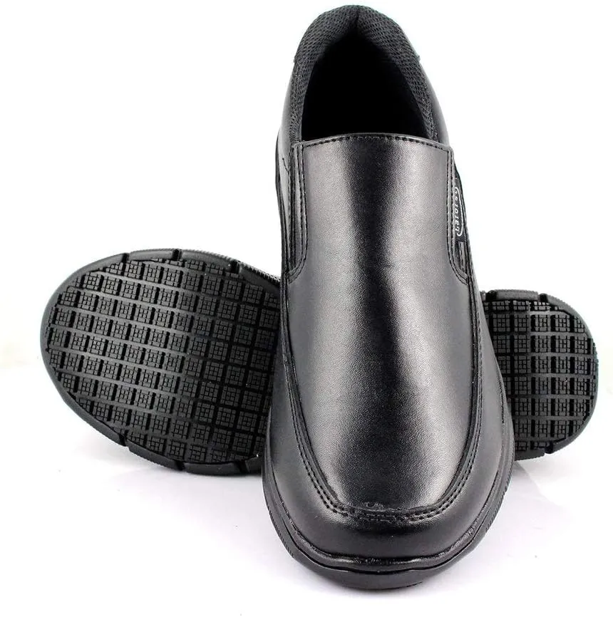 Laforst Jet Mens Man Made Water and Stain Resistant Work Slip Resistant Double Gore Slip On Flats Black