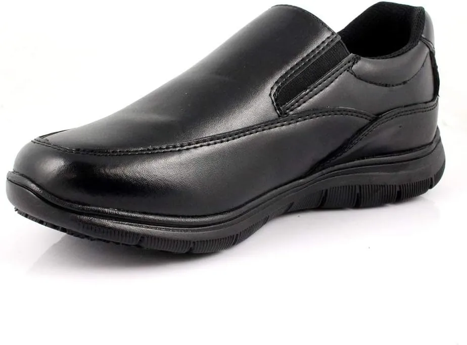 Laforst Jet Mens Man Made Water and Stain Resistant Work Slip Resistant Double Gore Slip On Flats Black