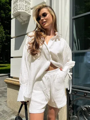 Lira Knotted Cotton Shorts Set