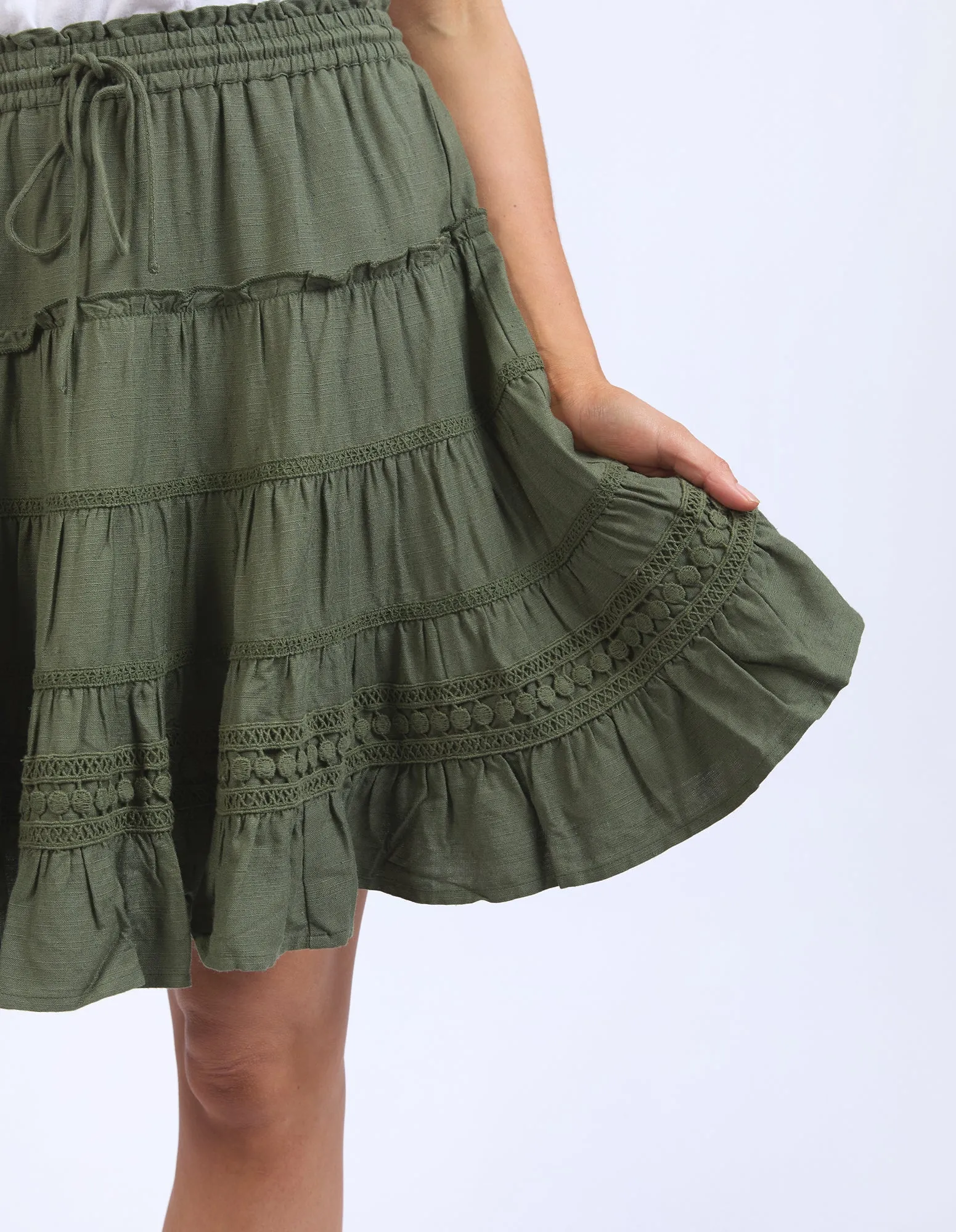 Market Lace Trim Skirt - Clover