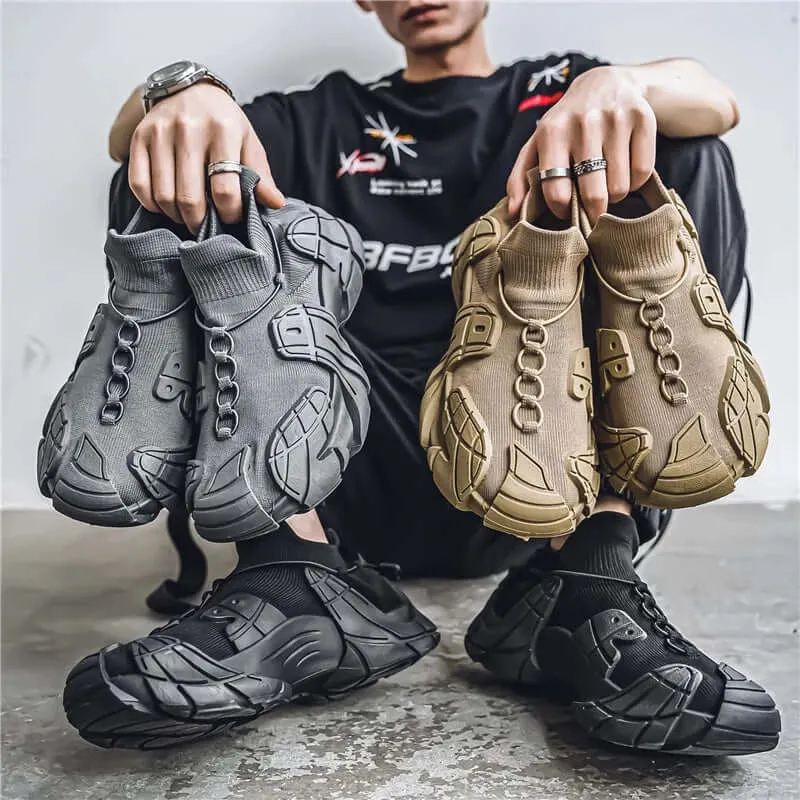 Men's Breathable Mesh Sneakers with Wavy Sole
