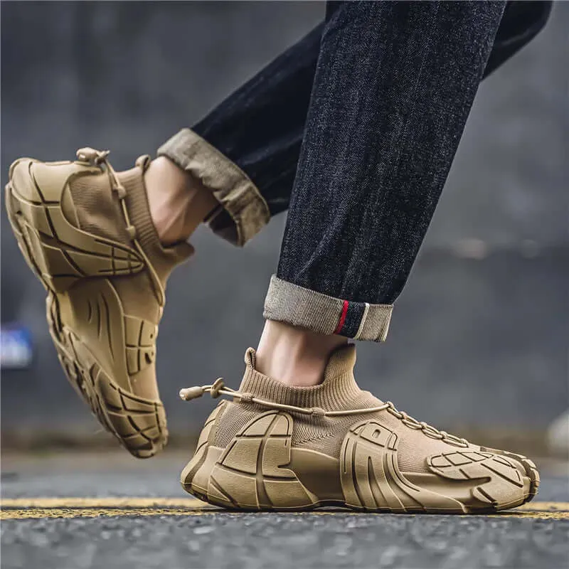 Men's Breathable Mesh Sneakers with Wavy Sole