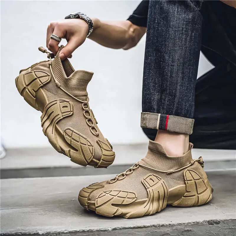 Men's Breathable Mesh Sneakers with Wavy Sole