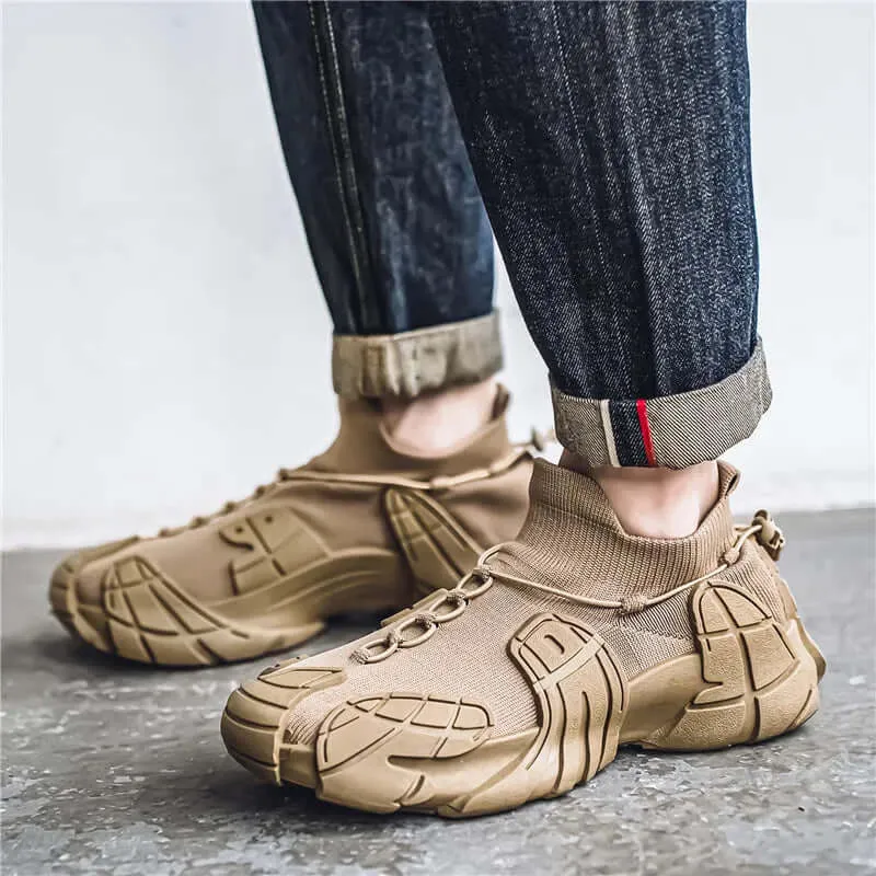 Men's Breathable Mesh Sneakers with Wavy Sole