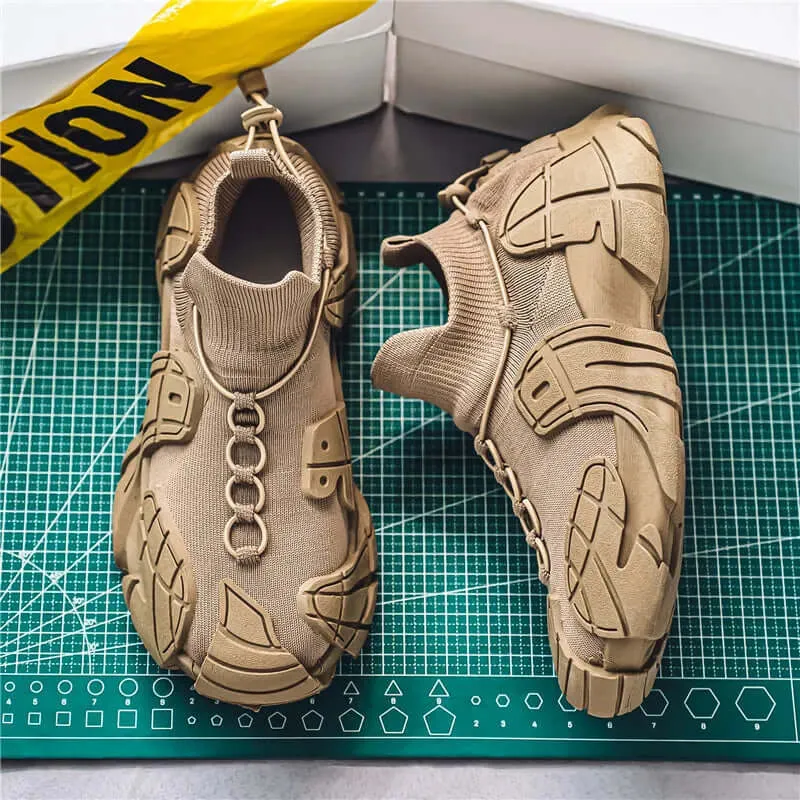 Men's Breathable Mesh Sneakers with Wavy Sole