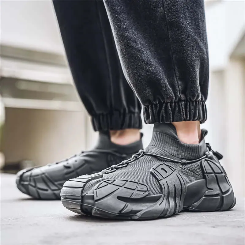 Men's Breathable Mesh Sneakers with Wavy Sole