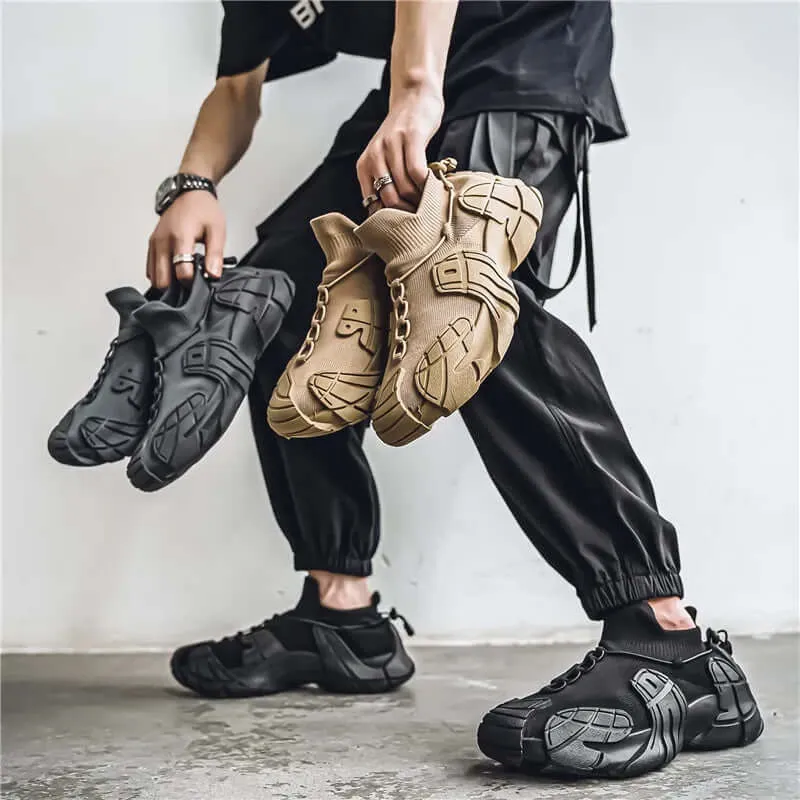 Men's Breathable Mesh Sneakers with Wavy Sole