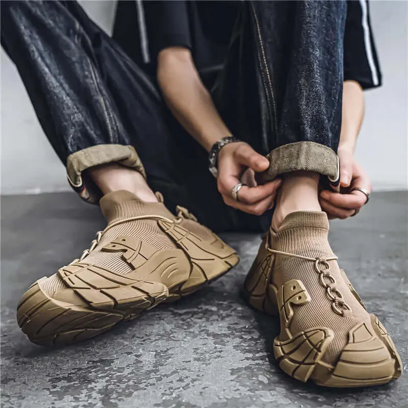 Men's Breathable Mesh Sneakers with Wavy Sole