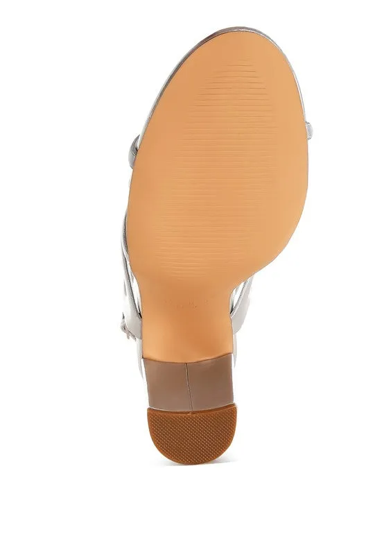 Metallic Cut Out Chain Sandals