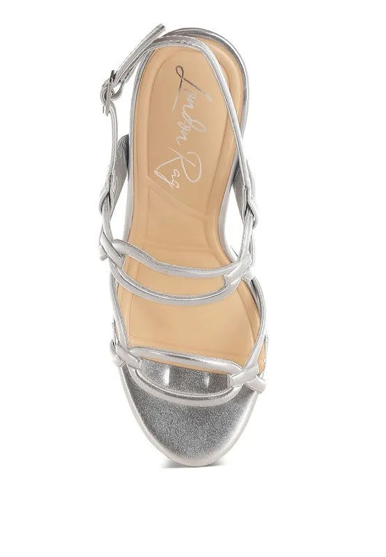Metallic Cut Out Chain Sandals