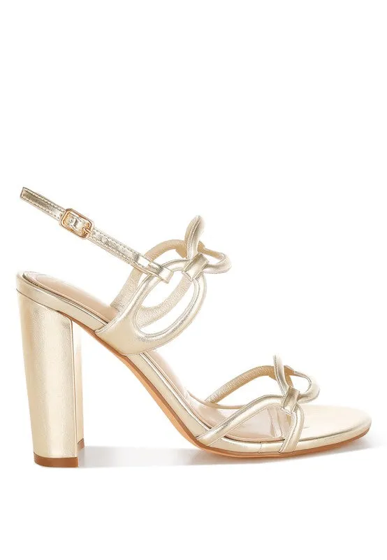 Metallic Cut Out Chain Sandals
