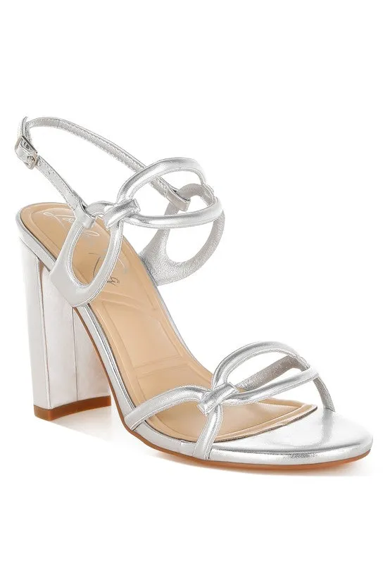 Metallic Cut Out Chain Sandals