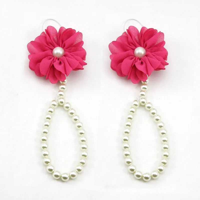 Newborn Baby Girls Flower Pearl Foot Accessories