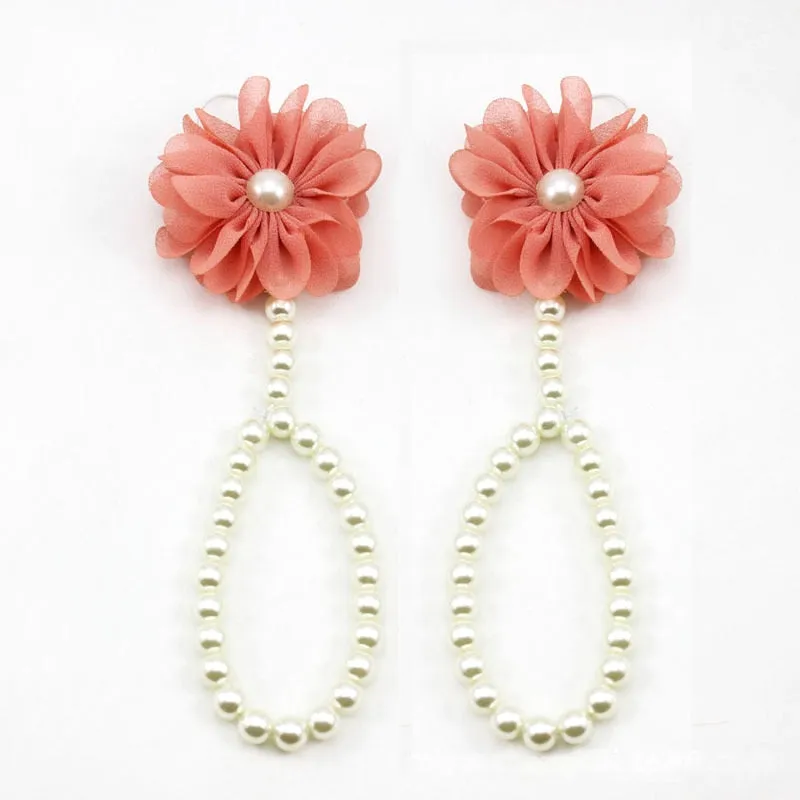 Newborn Baby Girls Flower Pearl Foot Accessories