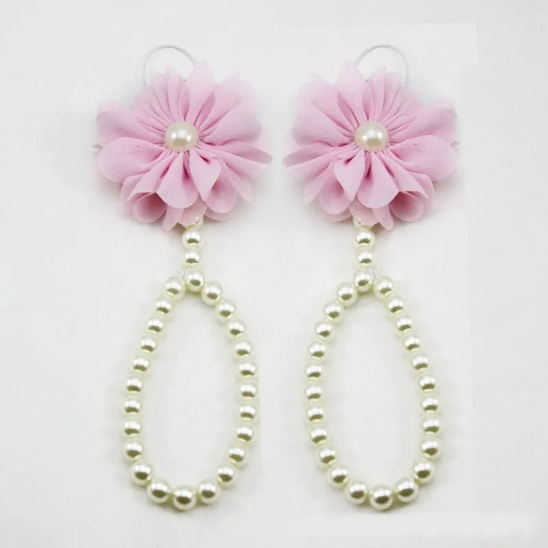 Newborn Baby Girls Flower Pearl Foot Accessories