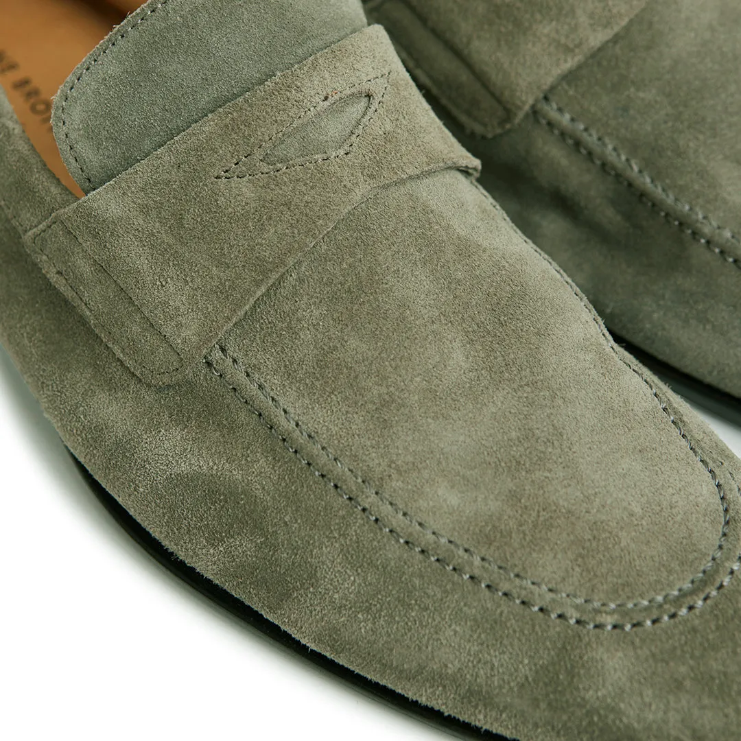 Olive Grey Suede Soft Loafer - Sample  - LUCKY LAST