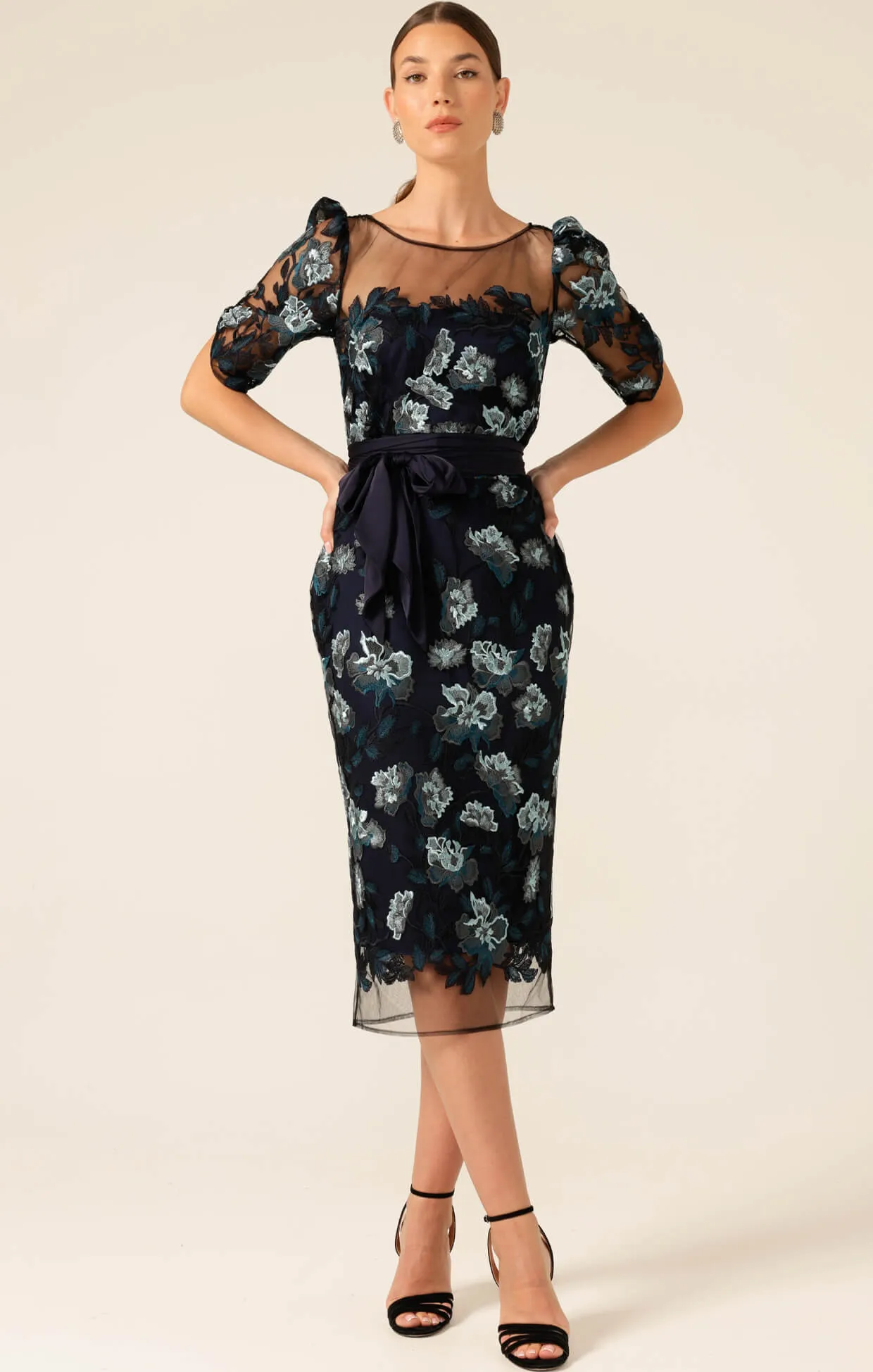 Portal Palace Dress - Black Teal Aqua Lace