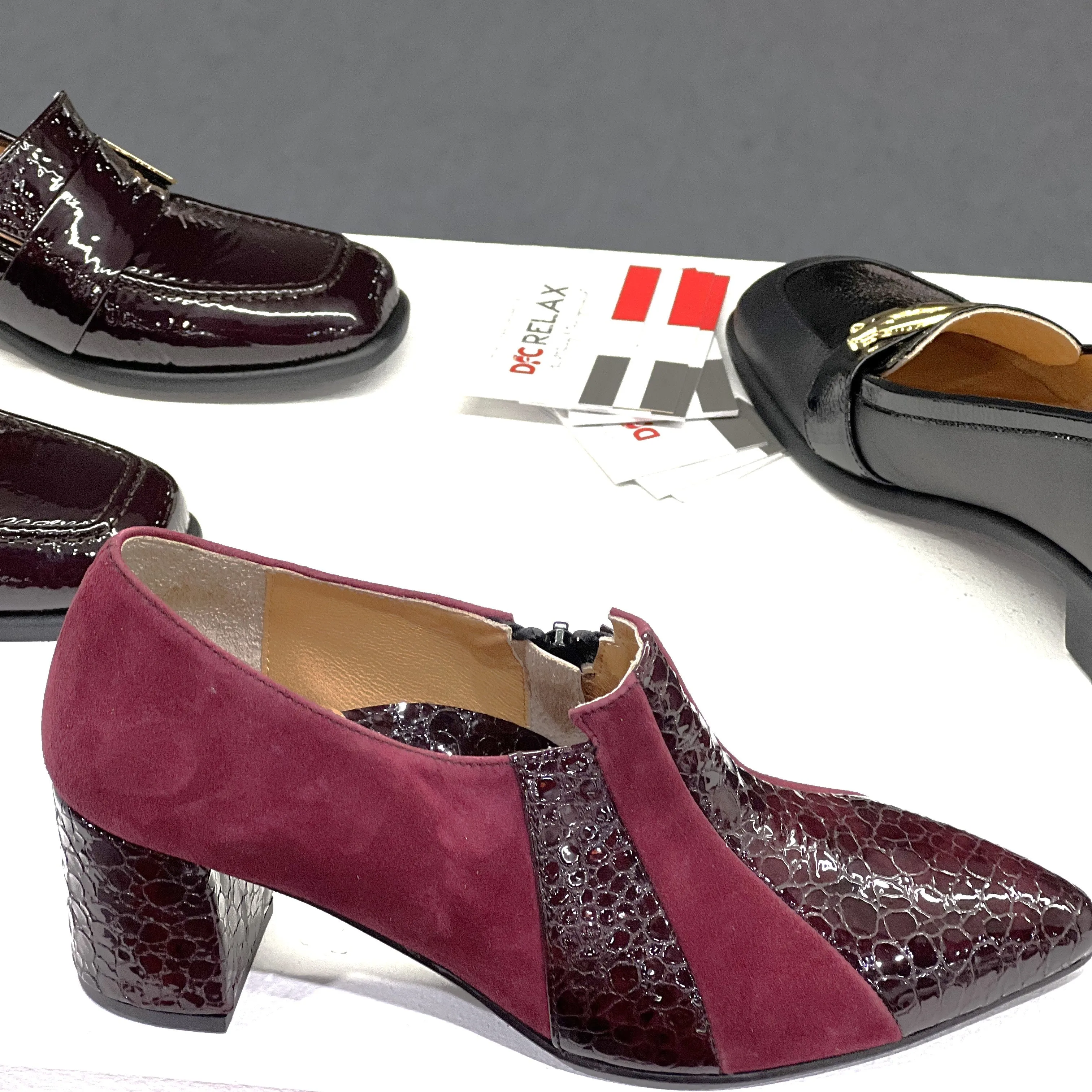 Relax H-55031-922 Bordo Leather Block Heel Shoe
