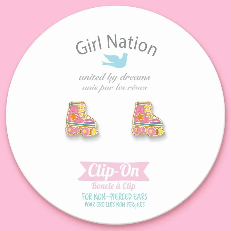 Roller Skates Lead Free CLIP ON Earrings