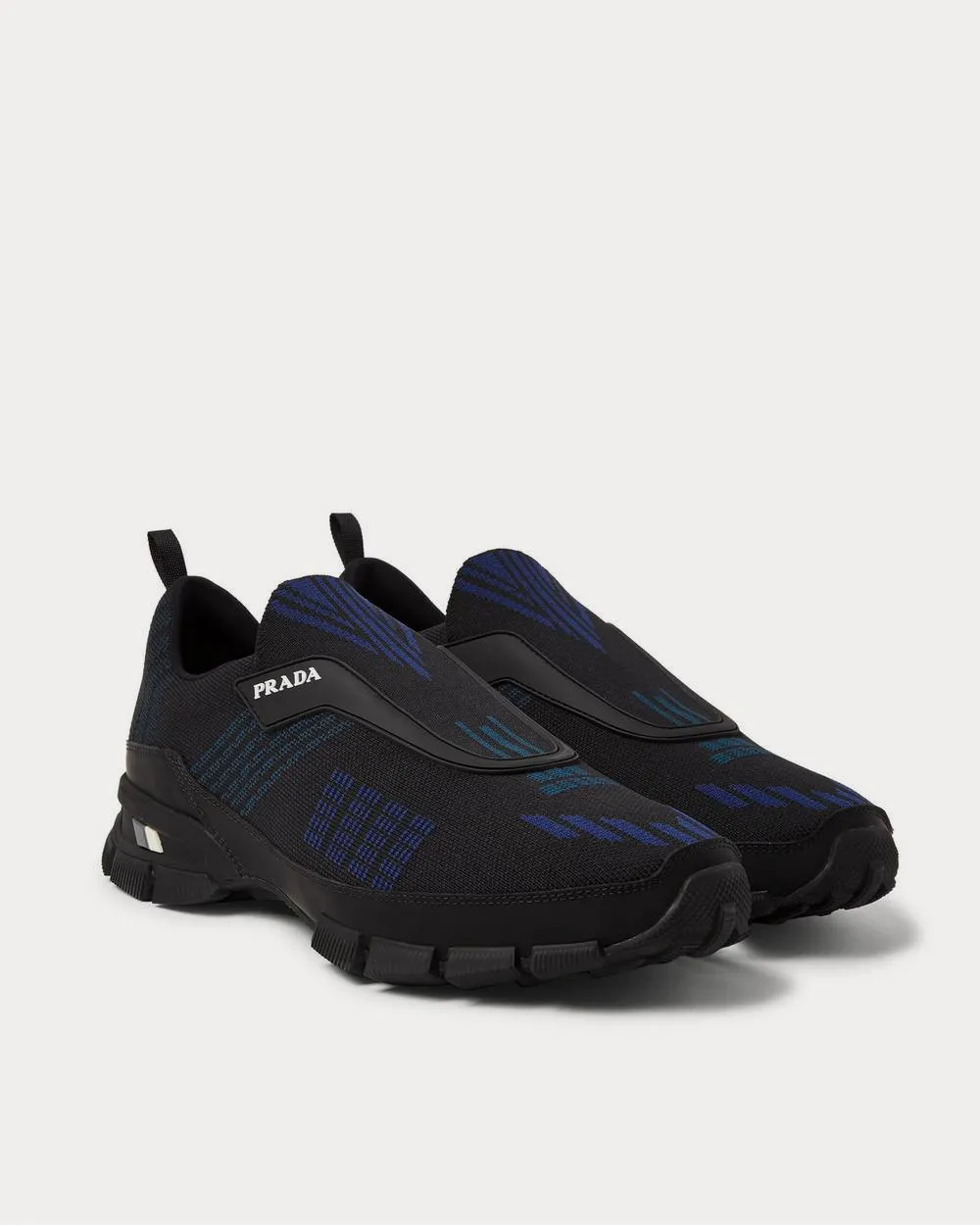 Rubber-Trimmed Nylon-Jacquard Slip-On  Black low top sneakers