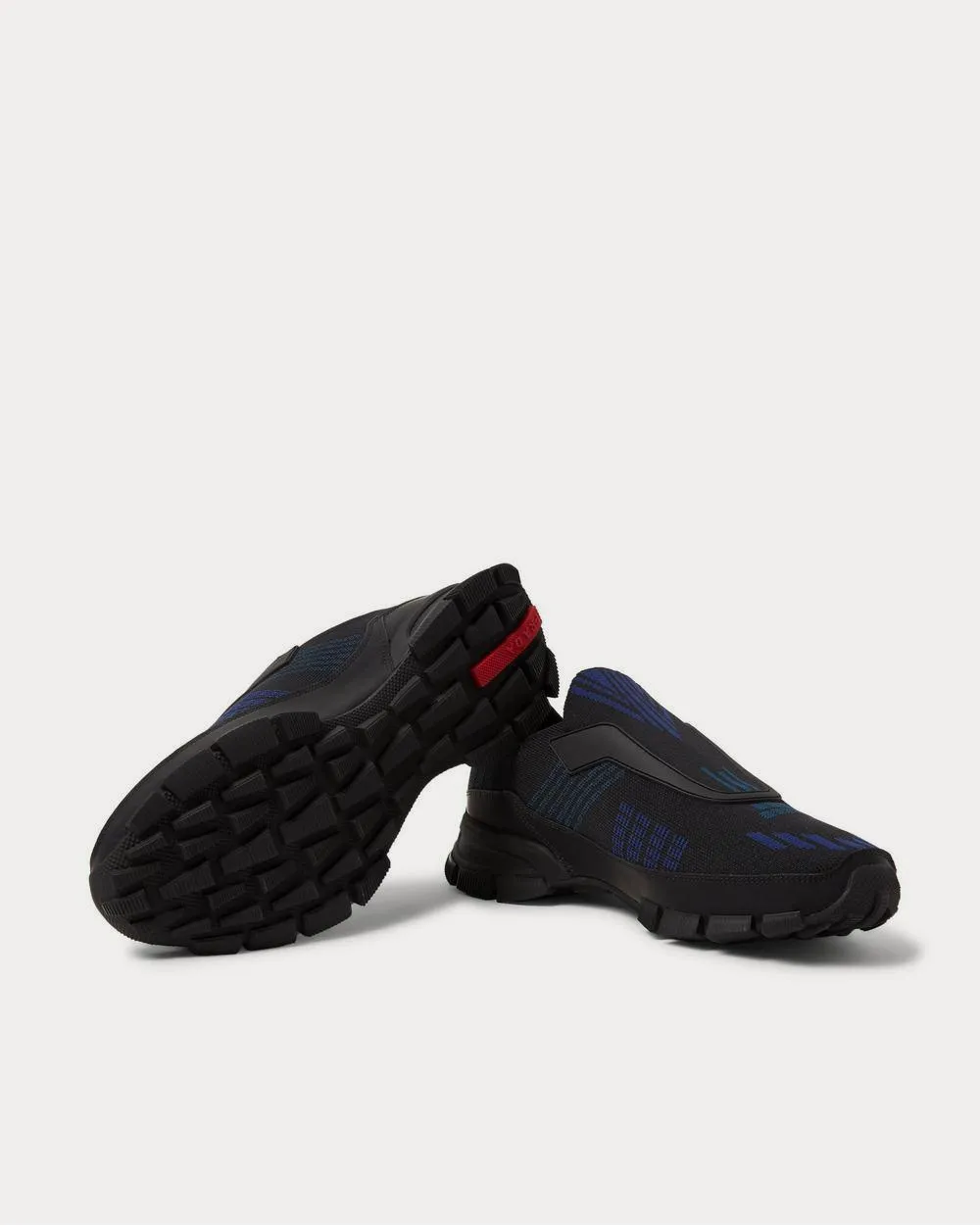Rubber-Trimmed Nylon-Jacquard Slip-On  Black low top sneakers