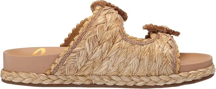 Sam Edelman Reina Beechwood Multi Rounded Open Toe Slip On Espadrilles Sandals