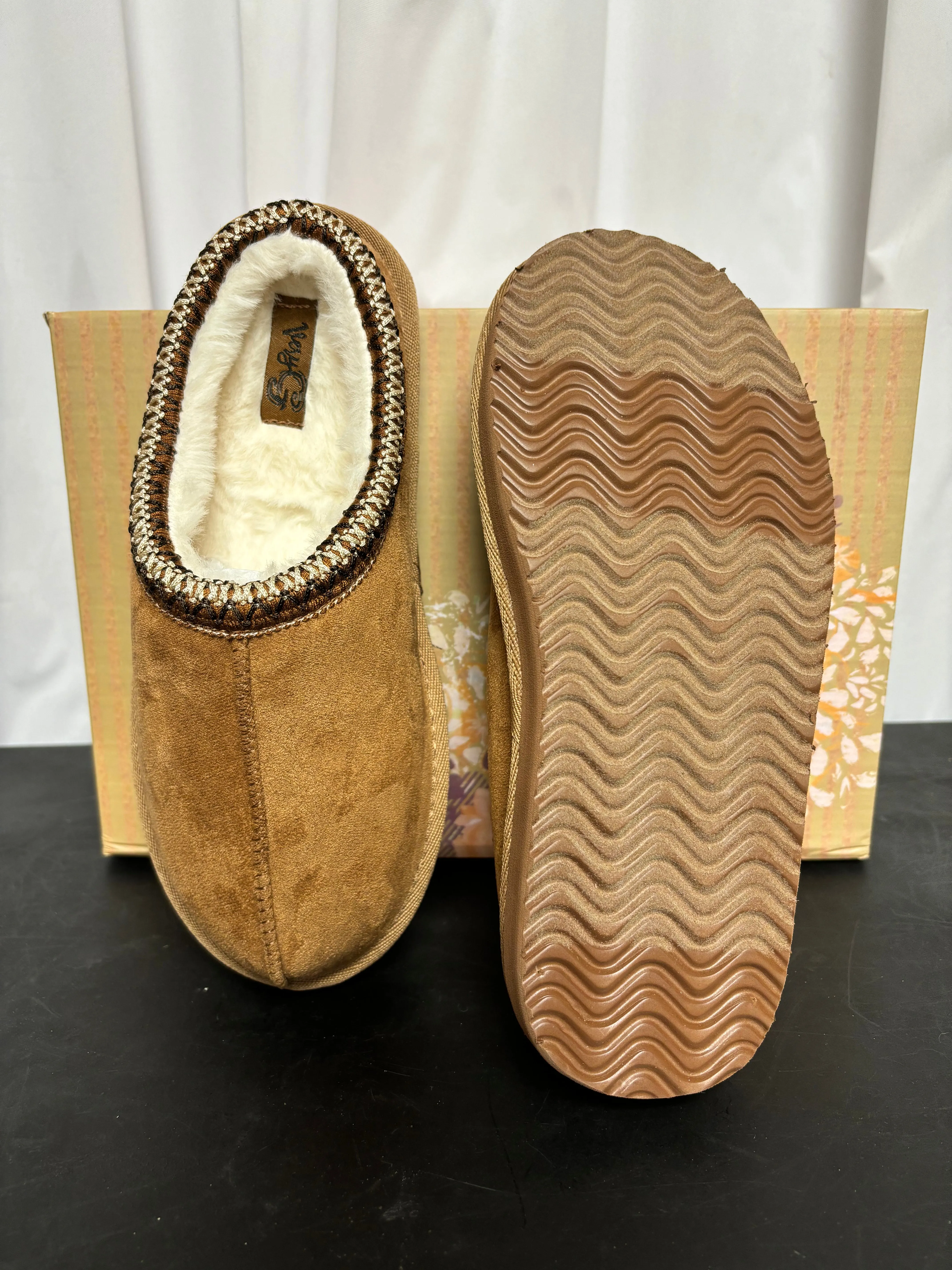 Slip On Women's Tan Suede Leather Slippers by Very G