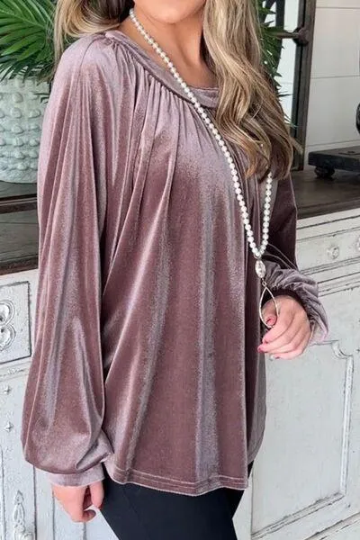 Soft Chic Long Sleeve Velvet Blouse