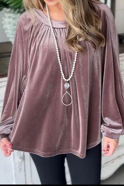 Soft Chic Long Sleeve Velvet Blouse