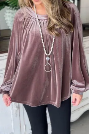 Soft Chic Long Sleeve Velvet Blouse