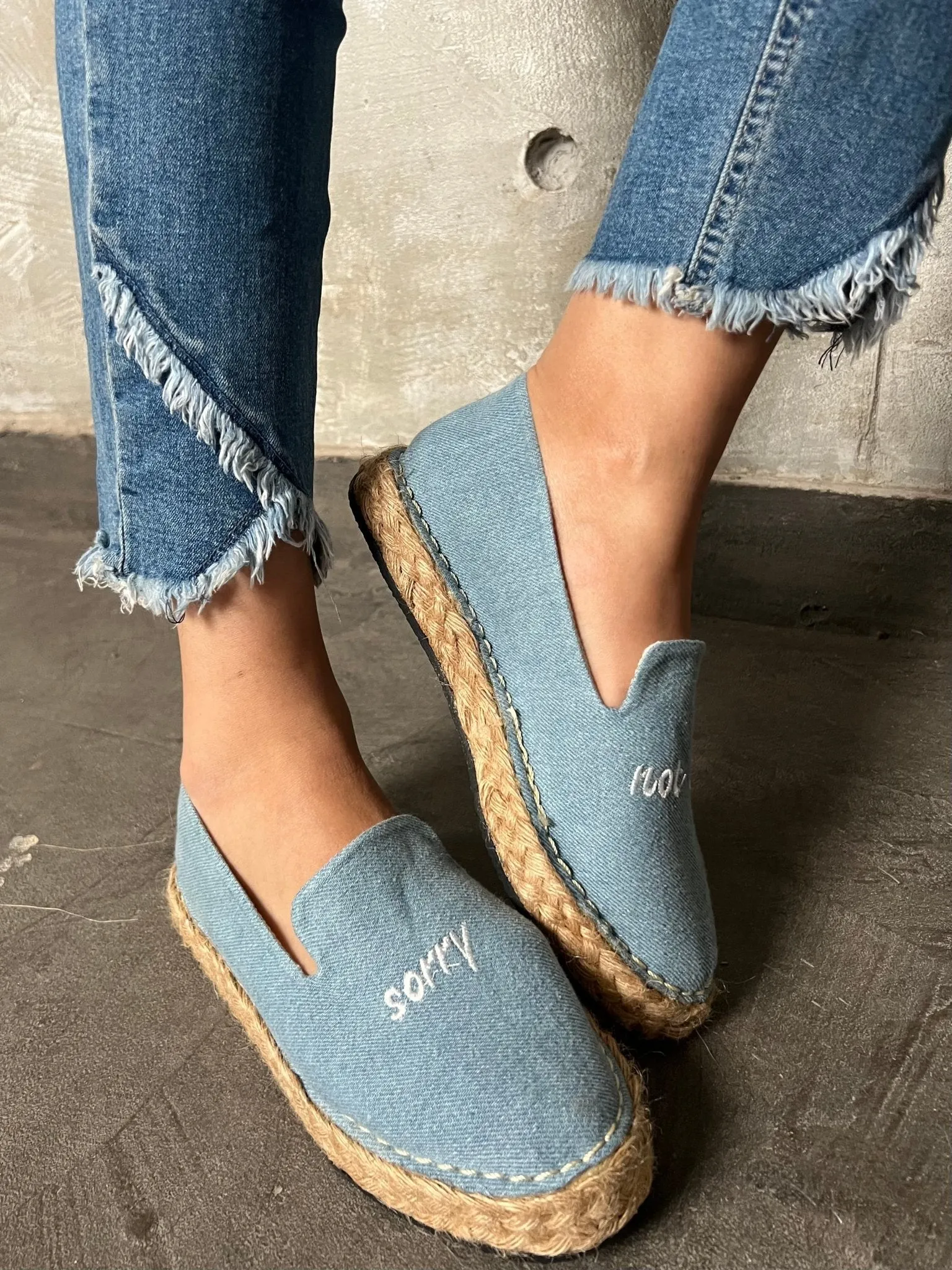 Sorry,Not Sorry Denim Espadrille