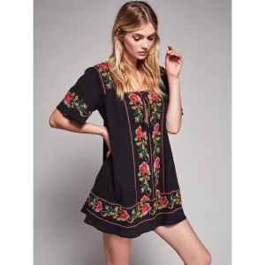 SQUARE COLLAR FLORAL DRESS