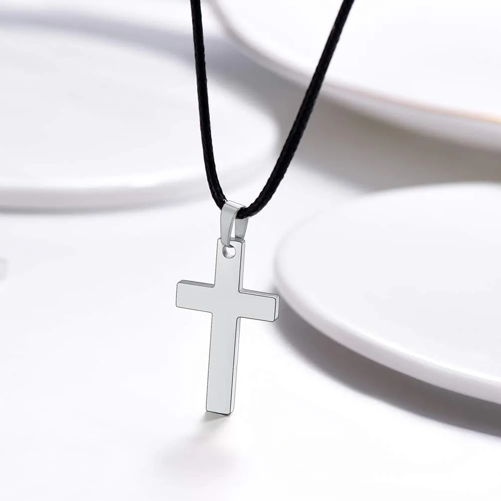 Stainless Steel Pendant Necklace for Men Women, Cool Punk Shark Teeth Necklace, Cross Necklace, Star Of David Necklace, Black Leather Cord, Come Box