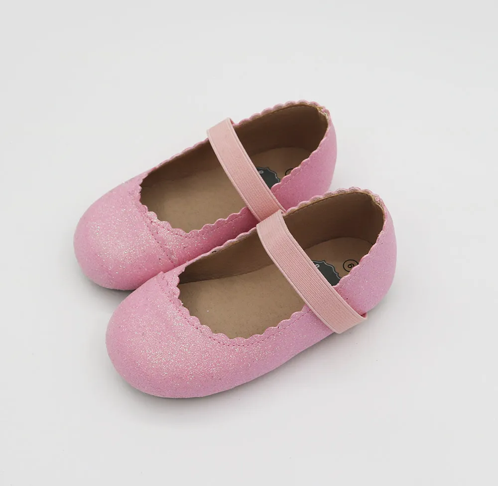Taila's Mary Jane Elastic Band - Pink Soft Glitter
