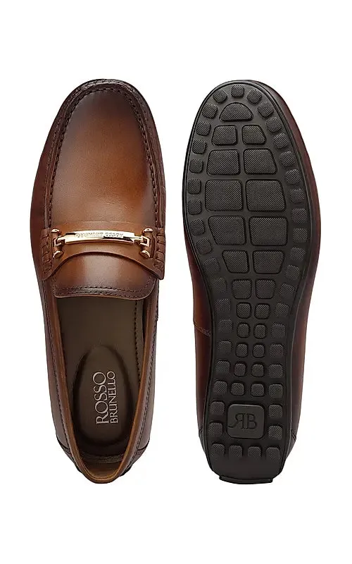 Tan Moccasins With Metal Buckle