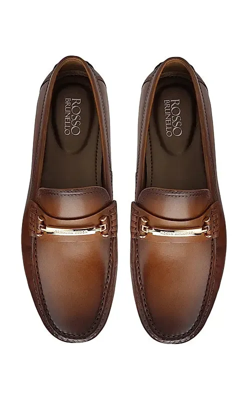 Tan Moccasins With Metal Buckle