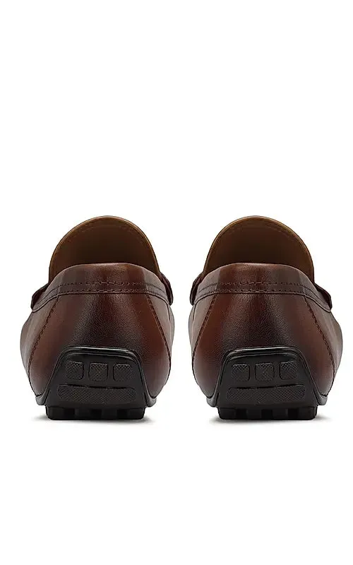 Tan Moccasins With Metal Buckle