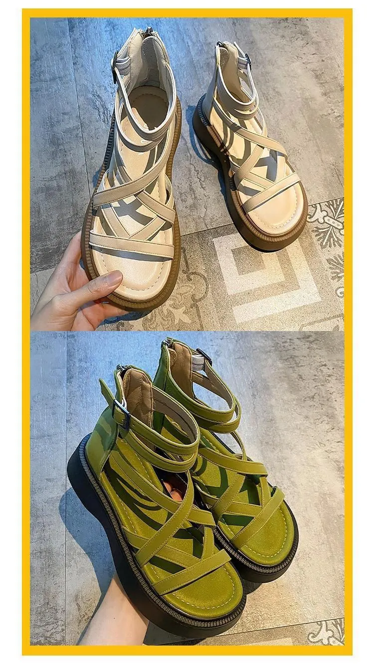 Thick soled Roman sandals for women in summer 2024 comfortable and versatile sandals